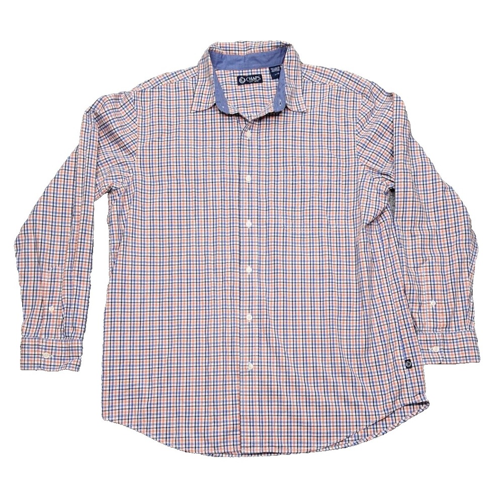 Chaps Shirt Mens Sz Large Dress Button Up Down Long Sleeve Casual Top Plaid